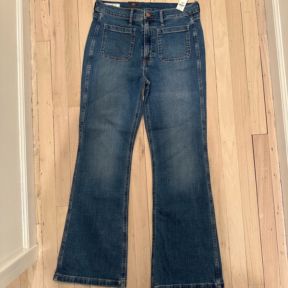 GAP Women's Flare Leg Jeans in Deep Blue